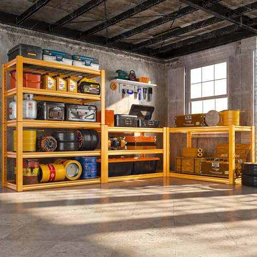 Storage Shelves 40''W Garage Shelving Heavy Duty Metal Shelving 2000LBS Metal Shelves 5 Tier Industrial Shelf for Kitchen Pantry Warehouse Basement 72" H x 40''W x 17.8''D Yellow (2 Count)