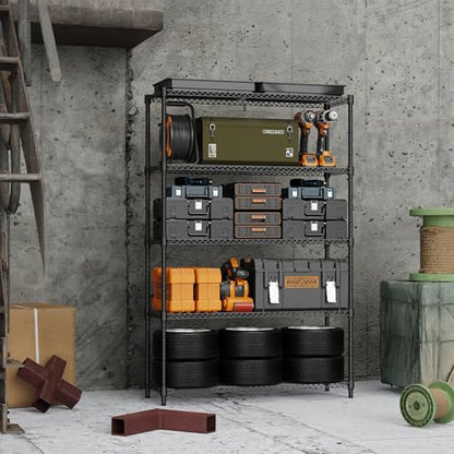 5 Tiers Shelf Metal Storage Shelves Standing 1750 LBs Household Shelf Organizer for Kitchen Pantry Closet Garage Basement Utility Room