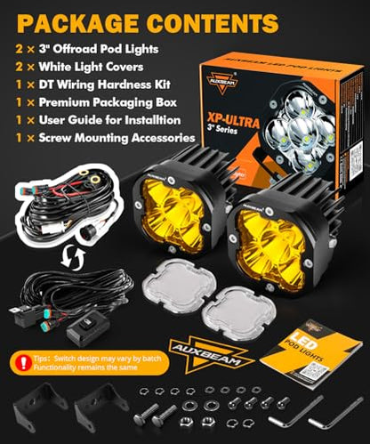 XP Ultra Series 3 Inch LED Pods 9600LM Spot Beam Offroad Lights (2 Count)