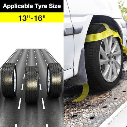 Tow Dolly Basket Straps with Flat Hook Fit 14" 15" 16" Car Tires