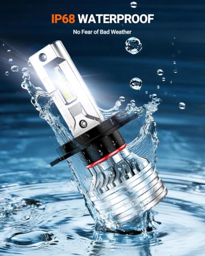 H4 Bulbs, 120,000LM 1700% Brightness, 9003 HB2 H4 6500K Cool White LED Bulbs, IP68 Waterproof 80,000Hrs Lifespan, 5X Heat Dissipation LED Bulbs, Plug and Play, 2 Pack