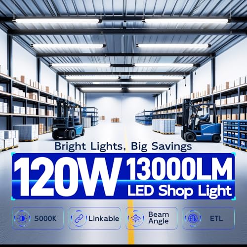 4FT 120W LED Shop Light Linkable (2 Count)