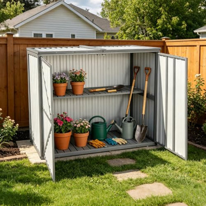 Outdoor Storage Shed 4.2x2.2FT with Metal Frame & Fir Wood