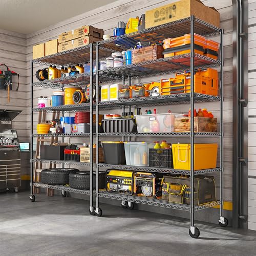 Heavy Duty 6 Tier Rolling Storage Shelves with Wheels for Garage