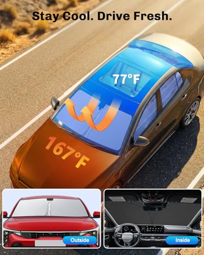 for 2025 2026 Kia K4 Windshield Sunshade for 2026 Kia K4 Accessories Sunshade Foldable Sun Shield 2025 K4 Sunshade Sun Protector Front Windows Sun Protection Block UV Rays