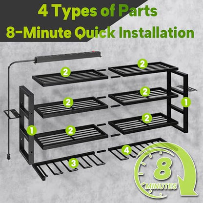 Large Power Tool Organizer Wall Mount with Charging Station