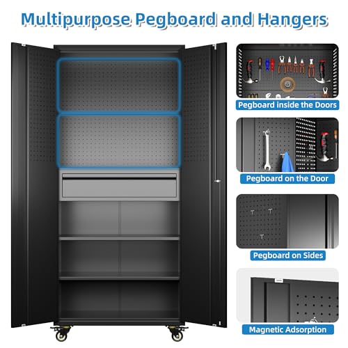 71 Inch Garage Storage Cabinet with Drawer