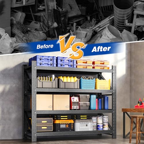 48" W Storage Shelves 3000lbs Garage Metal Shelving Heavy Duty Garage Shelves Adjustable Storage Shelves for Industrial