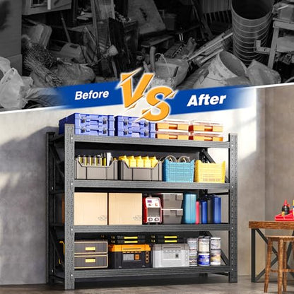 48" W Storage Shelves 3000lbs Garage Metal Shelving Heavy Duty Garage Shelves Adjustable Storage Shelves for Industrial