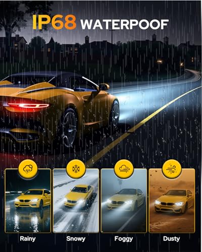 H11/H8/H9 Led Bulbs, 50,000LM High Brightness, 6500K Cool White Fog Lamps, 1:1 Halogen Size, IP68 Waterproof, Plug and Play, H11/H8/H9 Replacement Bulbs, 2-Pack