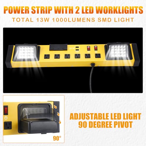 6 Outlets Power Strip with LED Worklight