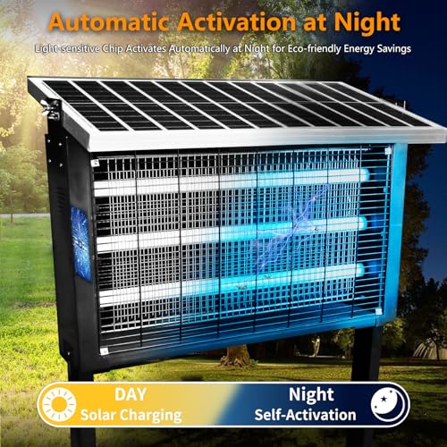 Heavy Duty Big Solar Bug Zapper Outdoor for 8000 sq.ft with 30W Solar Panel