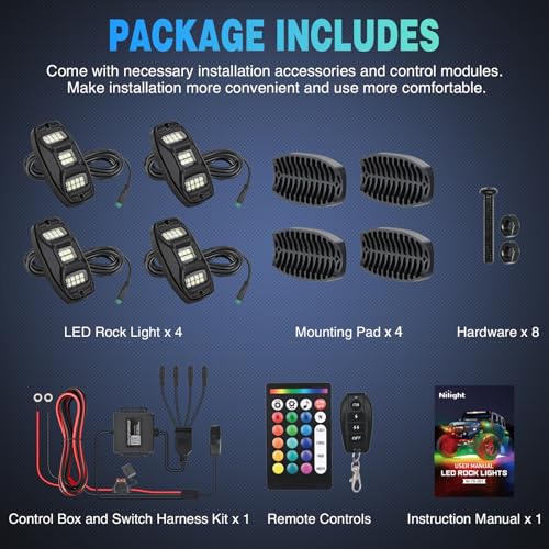RGBW LED Rock Lights Kit 4 Pods 22 LEDs Wide Angle Lighting (16 Ounce)