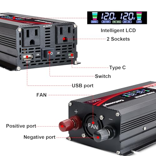 1000 Watt Power Inverter DC 12V to 110V