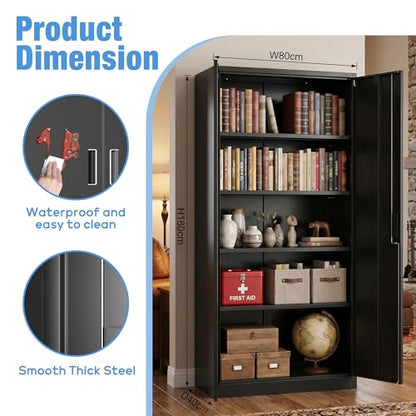 Metal Storage Cabinet with Doors and Shelves
