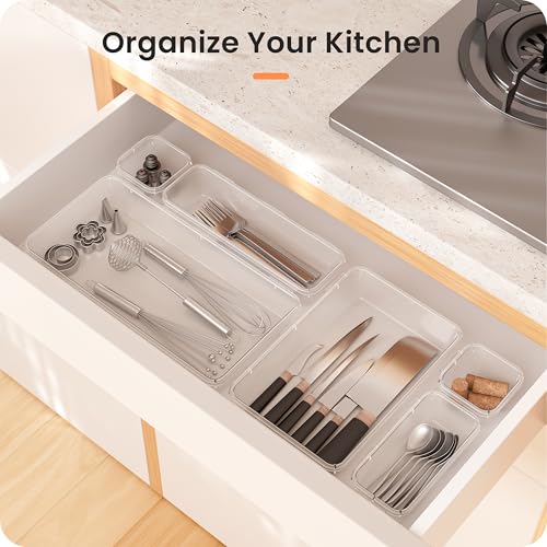 46PCS & 5Sizes Clear Drawer Organizer (46 Count)