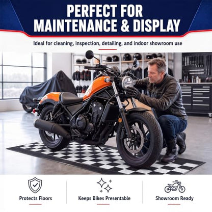 Motorcycle Mat Garage Floor Rug Washable Parking Mats for Garage Floors Non Slip Oil Absorbent Pad Rubber Backing Layer Protects Floor