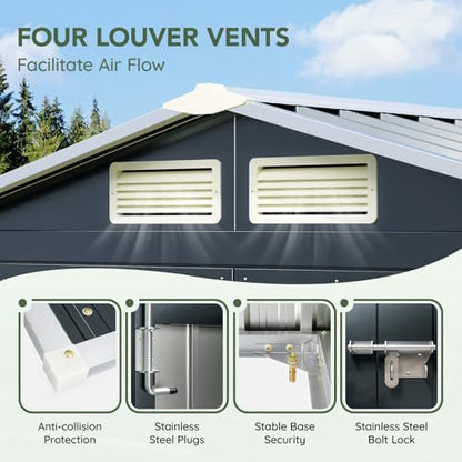 5 x 3 FT Storage Shed with Floor Frame for Backyard