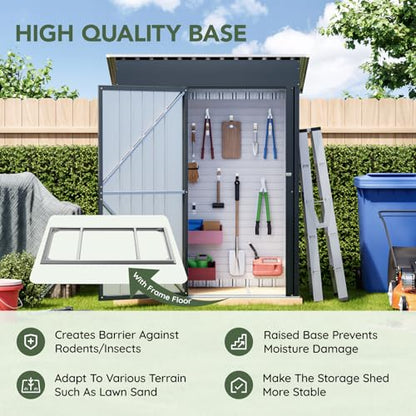 3 x 5 FT Outdoor Storage Shed with Floor Frame