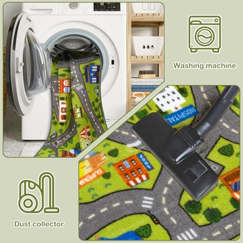 Washable Kids City Road Play Rug
