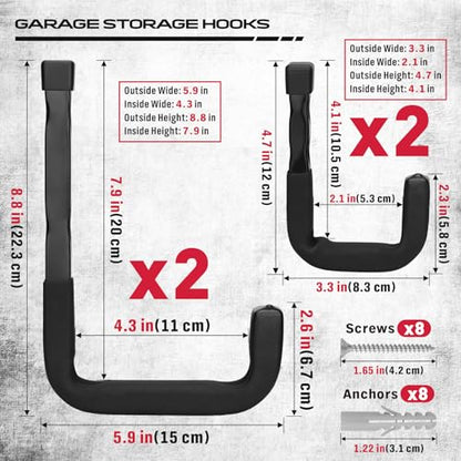 Heavy Duty Garage Storage Hooks (4 Count)