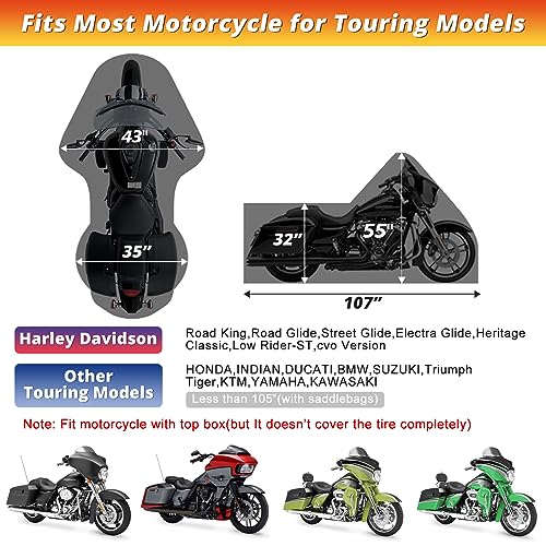 Motorcycle Cover for Touring Models Outdoor All Weather Protection
