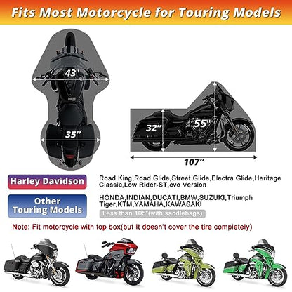 Motorcycle Cover for Touring Models Outdoor All Weather Protection