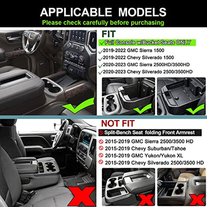 Center Console Organizer for Chevy Silverado & GMC Sierra Black Trim