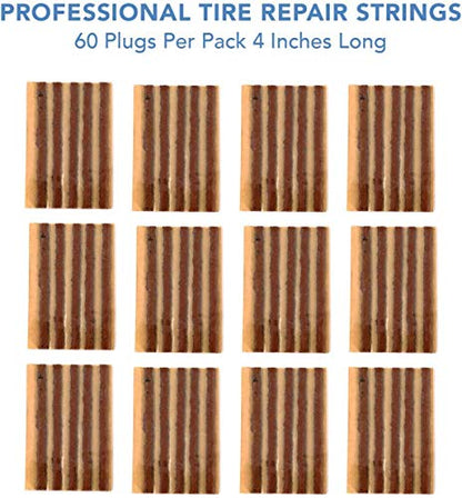60 pcs 4" Brown Tire Repair Strings Tire Repair Plugs (60 Count)
