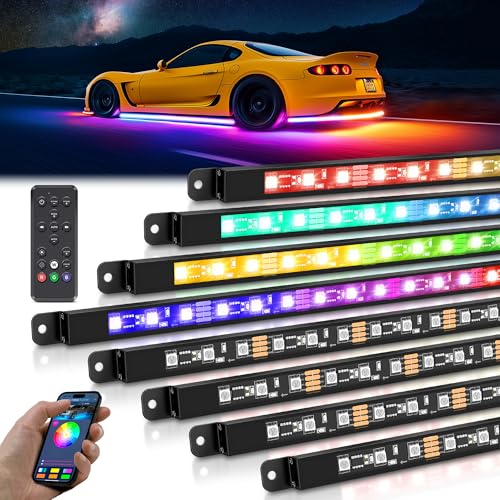 8Pcs N8+ Chasing Color RGB+IC Underglow Neon Accent Strip Lights (41.6 Ounce)