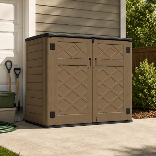 Outdoor Storage Cabinet 38 Cu.Ft Horizontal Resin Storage Shed