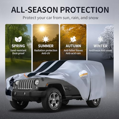Multi Layer Car Cover Custom Fit for Jeep Wrangle 2 Door CJ YJ JK JL