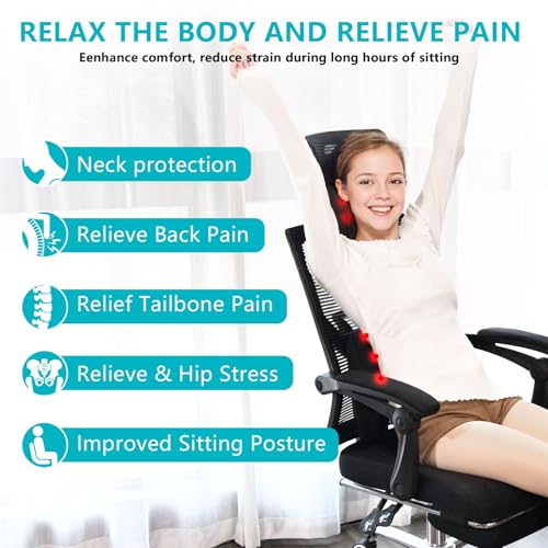 Lumbar Support with Car headrest Back Pillow for Chair Headrest Pillow with Gel Memory Foam Massage Point Memory Foam Back Pillow for Office Chair