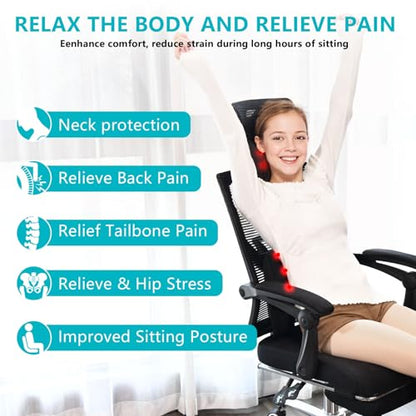 Lumbar Support with Car headrest Back Pillow for Chair Headrest Pillow with Gel Memory Foam Massage Point Memory Foam Back Pillow for Office Chair