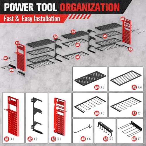 49.8" Power Tool Organizer Wall Mount