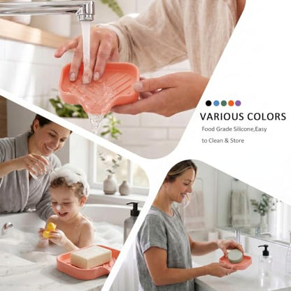 Silicone Soap Dish with Drain Spout