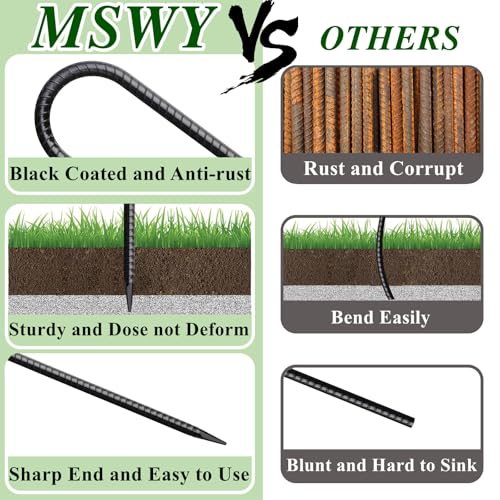 Rebar Stakes 12 Inch J Hook Ground Stakes Heavy Duty 30 Pack Chain Link Fence Stakes Galvanized Anchors Metal Tent Stakes for Wire Fencing Concrete Forming Trampolines Camping Canopies Shed Swing (30 Count)