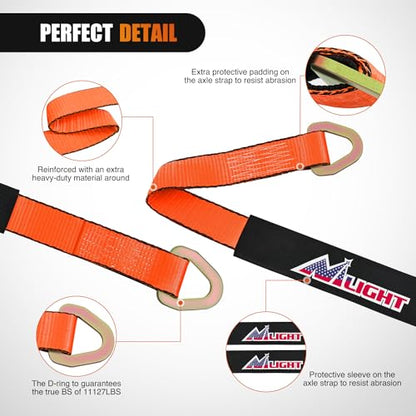 4PCS 2"x 38" Axle Tie Down Straps with Protective Sleeve D (4 Count)