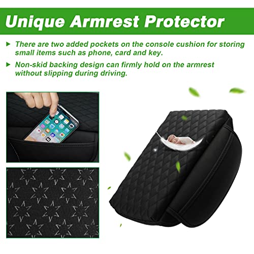 Center Console Cover Custom Fit for Hyundai Santa Cruz 2022 2023 2024 2025 2026 Armrest Cover Cushion Pad Santa Cruz Accessories PU Leather Armrest Seat Box Protector with Pockets Storage Bag