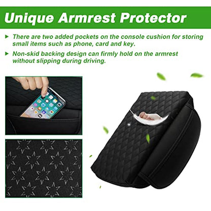 Center Console Cover Custom Fit for Hyundai Santa Cruz 2022 2023 2024 2025 2026 Armrest Cover Cushion Pad Santa Cruz Accessories PU Leather Armrest Seat Box Protector with Pockets Storage Bag