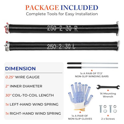 Pair of 2" Garage Door Torsion Springs
