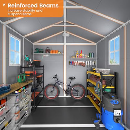 Resin Storage Shed 8 x 6 FT Plastic Outdoor Shed with Lockable Door