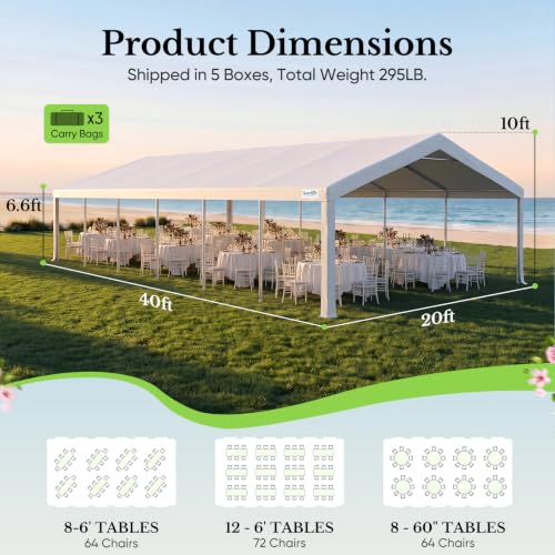 20x40ft Heavy Duty Party Tent Outdoor Canopy with Mesh Windows