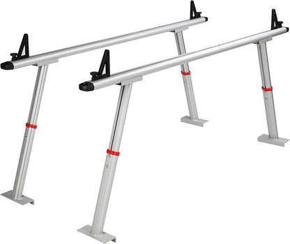 VEVOR Truck Rack, 19-34in Adjustable Height Ladder Rack for Truck, Aluminum 800 lbs Capacity with 8 Non-Drilling C-Clamps, Heavy Duty Truck Bed Rack Two-Bar Set for Kayak, Surfboard, Lumber, Ladder