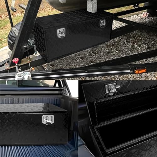 48 * 18 * 18 Aluminum Heavy Duty Diamond Plate ToolBox Chest Box Pick Up Truck Bed RV Trailer Toolbox Storage Organizer with T