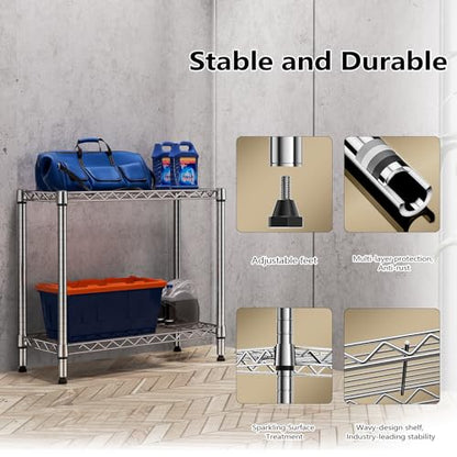 MZG 220 lbs 2 Tier Storage Rack Metal Wire Shelving Unit
