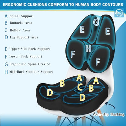 Seat Cushion & Lumbar Support Pillow for Office Chair
