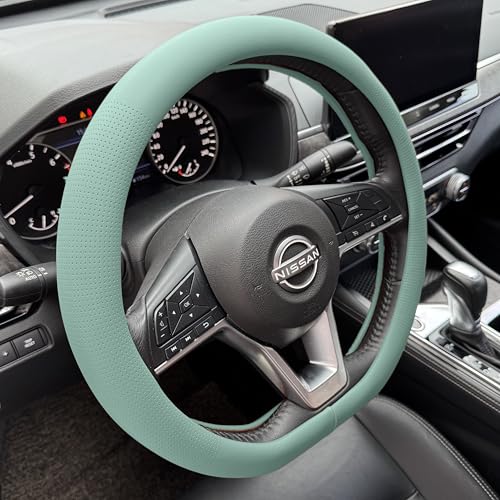 D Shaped Nappa Leather Steering Wheel Cover 14.5