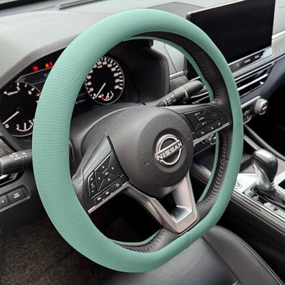 D Shaped Nappa Leather Steering Wheel Cover 14.5