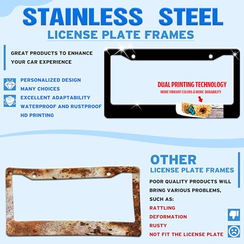 Blue Lightning License Plate Frame Funny Thunder License Plate Holder